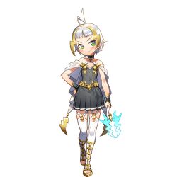 1girl ahoge black_choker black_dress blonde_hair choker cloak commentary_request dress green_eyes multicolored_hair thighhighs uchi_no_hime-sama_ga_ichiban_kawaii white_cloak white_hair white_thighhighs zeus_(uchihime)