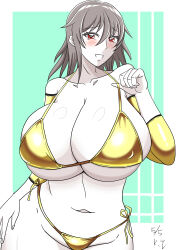 1girl absurdres bikini blush breasts gigantic_breasts highres katooth mizuki_shiranui swimsuit taimanin_(series) taimanin_yukikaze