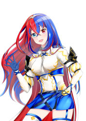 Rule 34 | 1girl, absurdres, alear (female) (fire emblem), alear (fire emblem), blue hair, braid, crossed bangs, crown braid, fire emblem, fire emblem engage, fruitpunchzura, heterochromia, highres, multicolored hair, nintendo, open mouth, red hair, split-color hair, tiara, two-tone hair