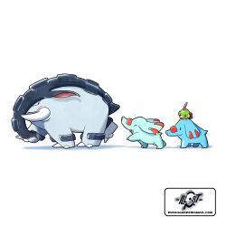 absurdres alternate_color artist_logo artist_name donphan email_address from_side gen_2_pokemon highres illustr logo natu nintendo no_humans phanpy pokemon pokemon_(creature) shiny_pokemon simple_background tusks white_background