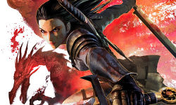 1girl cassandra_pentaghast dragon dragon_age dragon_age_2 dragon_age_ii dual_wielding holding lowres official_art sword weapon