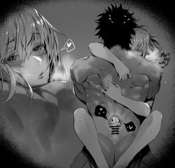 1boy 1girl ass back blush breasts censored cross-section cum cum_in_pussy ejaculation fate/grand_order fate_(series) florence_nightingale_(fate) fujimaru_ritsuka_(male) greyscale hetero hxd internal_cumshot large_breasts leg_lock long_hair looking_at_viewer manly monochrome muscular nude penis pussy sex uterus vaginal
