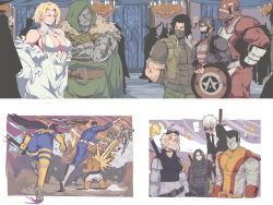 7_passes ass ben_grimm blonde_hair blue_eyes blue_lips bodysuit breasts bucky_barnes cape captain_america:_the_winter_soldier captain_america_(series) choker cleavage colossus_(x-men) doctor_doom earrings emma_frost fantastic_four gloves highres jewelry johnny_storm large_breasts long_hair makeup marvel marvel_cinematic_universe marvel_rivals mechanical_arms michel_teru monkey prosthesis prosthetic_arm reed_richards short_hair single_mechanical_arm smile sue_storm superhero_costume two-tone_bodysuit ultron winter_soldier x-men