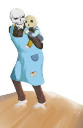 ainz_ooal_gown baby black_wheel carrying enterbrain highres lich overlord_(maruyama) pandora&#039;s_actor piggyback