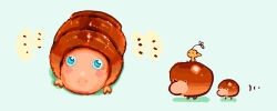 Rule 34 | black eyes, blue background, blue eyes, blush stickers, breadbug, colored skin, creature, creature focus, flower, nintendo, no humans, no mouth, nostrils, notice lines, pikmin (creature), pikmin (series), pointy ears, riding, riding animal, shadow, simple background, solid circle eyes, straight-on, walking, white flower, yellow pikmin, yellow skin, yu pikmin