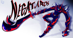 Rule 34 | 1boy, armor, black armor, carbonated-jem, kamen rider, kamen rider den-o (series), landscape, male focus, monster, monster boy, negataros, oni, red eyes, sharp claws, sharp teeth, sword, teeth, weapon