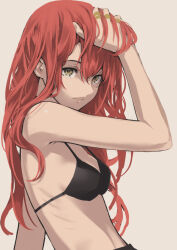 1girl bra clip_studio_paint_(medium) noraico original red_hair ribs simple_background tagme underwear