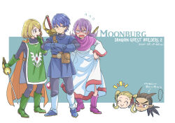 ... 1980s_(style) 2020 2boys 3girls anessa_(dqb2) black_bodysuit blonde_hair blue_gloves blue_hair blue_tunic blush bob_cut bodysuit boots border brown_eyes brown_hair cape commentary_request copyright_name cosplay dark-skinned_male dark_skin dated dragon_quest dragon_quest_builders_2 dragon_quest_ii earrings english_text female_builder_(dqb2) fysr gloves green_footwear green_gloves hair_pulled_back hair_ribbon holding holding_staff holding_sword holding_weapon hoop_earrings jewelry looking_at_another low_ponytail mage_staff medium_hair mixed-language_text multiple_boys multiple_girls oldschool open_mouth orange_cape ponytail prince_of_lorasia prince_of_lorasia_(cosplay) prince_of_samantoria prince_of_samantoria_(cosplay) princess_of_moonbrook princess_of_moonbrook_(cosplay) purple_footwear purple_hair rapier red_eyes red_ribbon retro_artstyle ribbon rick_(dqb2) robe short_hair sidoh_(dqb2) signature silver_earrings smile speech_bubble spiked_hair staff sword sword_on_back tan translation_request tunic twintails weapon weapon_on_back white_border white_robe zesel_(dqb2)