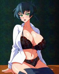 Rule 34 | 1girl, blue hair, breasts, highres, igawa asagi, large breasts, taimanin (series), taimanin asagi, yeezusdraw