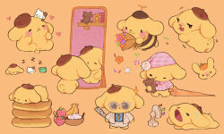 animal_print banana bee_costume beret blue_shirt blush cosplay dog_boy dress_pants flirting food formal_clothes fruit goggles grey_pants grey_suit hat heart highres holding holding_stuffed_toy hot jujutsu_kaisen leopard_print mirror multiple_persona nanami_kento nanami_kento_(cosplay) necktie pajamas pancake pants pompompurin procreate_(medium) sanrio shirt sonshine-arts stuffed_animal stuffed_toy suit teddy_bear x_anus yellow_necktie zzz