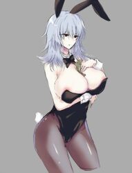 1girl animal_ears bad_tag big_breasts breasts cleavage dollar_bills enormous_breasts fake_animal_ears fake_tail female genderswap genderswap_(mtf) huge_breasts large_breasts leotard long_hair lowres melty_blood melty_blood:_type_lumina money_between_breasts nipples pantyhose playboy_bunny rabbit_ears rabbit_tail red_eyes tail tsukihime tsukihime_(remake) vampire vlov_arkhangel white_hair