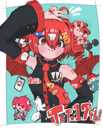 08sami80 baguette bandage_on_hair bread chimera drill_hair food hair_ornament hairclip igaku_(utau) kasane_teto kasane_teto_(sv) looking_at_viewer mesmerizer_(vocaloid) number_tattoo pearto red_trim synthesizer_v tattoo twin_drills utau v wings