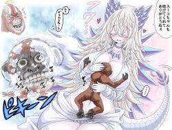 1girl 2boys ape between_breasts breasts crossover cuddling frozen giant giant_monster godzilla_(series) godzilla_x_kong:_the_new_empire grabbing_another&#039;s_breast groping halo headpat kaiju king_kong king_kong_(series) kinkuri_(axsc8mjrt) kong_(monsterverse) large_breasts legendary_pictures long_tail monster_girl monsterverse multiple_boys personification reptile reptilian shimo_(monsterverse) shoulder_spikes skar_king spiked_tail spikes spines spirit suko_(monsterverse) tail