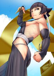 1girl asian ass assassin black_hair bleach breasts highres max_(maxlikeapicture) muscular muscular_female ninja shinigami shonen_jump short_hair shueisha small_breasts sui-feng