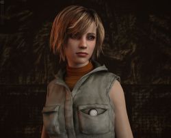 1girl 3d absurdres artist_request breasts heather_mason highres jacket lips looking_to_the_side medium_breasts short_hair silent_hill silent_hill_(series) silent_hill_3 sleeveless sleeveless_turtleneck solo turtleneck vest