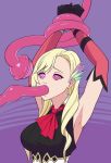 1girl 1other 20s animated armpits arms_up ascot bandai bdsm black_dress black_gloves blonde_hair bound bound_wrists breasts cheek_bulge clenched_hand coiled domination dress drinking elbow_gloves eye_contact feeding female_focus force-feeding forced gloves hair_ornament hairpin half-closed_eyes hypno_eyes hypnosis large_breasts long_hair looking_at_another looping_animation mileena_weiss mind_control monster multicolored_background multicolored_eyes namco oral pink_eyes purple_background red_ascot red_gloves restrained ringed_eyes sexually_suggestive sleeveless solo_focus standing submission swallowing swept_bangs tales_of_(series) tales_of_the_rays tareme tentacle_sex tentacles throat_bulge video wavy_hair zelamir