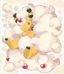 alternate_hair_length alternate_hairstyle ampharos artist_name closed_mouth commentary_request fluffy full_body gen_2_pokemon long_hair mega_ampharos mega_pokemon nintendo no_humans pokemon pokemon_(creature) pokemon_focus solo tansho very_long_hair watermark