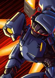 absurdres axred7 clenched_hands emphasis_lines glowing glowing_wings highres humanoid_robot insignia joints mechanical_wings no_humans non-humanoid_robot orange_wings punching red_background robot robot_joints spread_wings tagme ultrakill v1_(ultrakill) wings wire