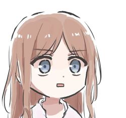 1girl bang_dream! bang_dream!_it&#039;s_mygo!!!!! blue_eyes brown_hair commentary_request long_hair lyy nagasaki_soyo open_mouth portrait simple_background solo white_background