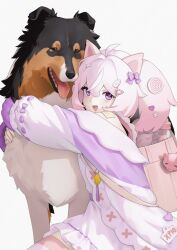 Rule 34 | akane iwawwa, animal ears, bag, dog, hair ornament, hairpin, highres, non-web source, original, pig, pig ears, pig girl, pink eyes, pink hair, skirt, twintails, virtual youtuber