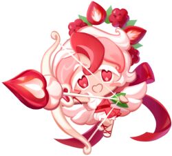 1boy androgynous angel angel_wings arrow_(projectile) bow_(weapon) colored_eyelashes cookie_run cookie_run:_kingdom cute_weapon food fruit game_cg girly_boy halo halo_behind_head heart holding holding_bow_(weapon) holding_weapon incoming_attack inverted_eyelashes looking_at_viewer male_focus multicolored_hair official_art pavlova_cookie pink_hair raspberry red_eyes red_hair red_ribbon red_robe ribbon robe sandals short_hair simple_background smile solo strawberry strawberry_slice third-party_source transparent_background weapon white_eyelashes white_hair white_robe white_sandals white_wings wings