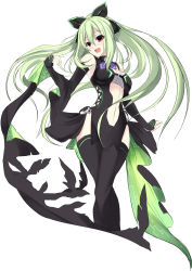 10s 1girl absurdres bad_id bad_pixiv_id bare_shoulders blush bow breasts female_focus green_hair hair_bow hair_ornament hakozaki_chika highres ill_(0022) long_hair medium_breasts neptune_(series) open_mouth red_eyes solo very_long_hair