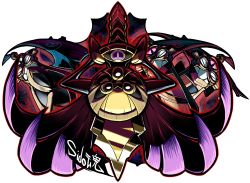 aegislash artist_name creatures_(company) doublade game_freak gen_6_pokemon highres honedge looking_at_viewer nintendo no_humans one-eyed pokemon pokemon_(creature) purple_eyes shield sido_(slipknot) simple_background slit_pupils sword weapon white_background