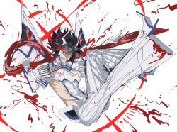 1girl blood high_heels highres jiangk728 junketsu kill_la_kill matoi_ryuuko multicolored_hair scissor_blade_(kill_la_kill) smile solo teeth