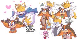 aged_up amy_rose aunt baby bad_tag barefoot blonde_hair blue_eyes blush child collar combing_hair dress earrings family gift glasses gloves hair_tie hat heart husband_and_wife jewelry jungle_girl lab_coat mature_female medium_hair mily_kiseki mint_candy multiple_tails orange_fur orange_hair pacifier pink_fur pink_hair sandals scarf sega shoes shorts size_difference sleeping sonic_(series) sonic_boom_(series) sticks_the_badger stuffed_toy tail tails_(sonic) twintails two_tails yellow_fur