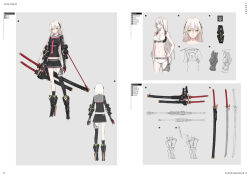 Rule 34 | 1girl, arm armor, asymmetrical legwear, black serafuku, black socks, black thighhighs, blonde hair, full body, green eyes, grey background, grey sailor collar, heavily armed high school girls, ichi (neco), katana, kneehighs, looking at viewer, midriff peek, miniskirt, necktie, neco, over-kneehighs, pink necktie, reference sheet, sailor collar, school uniform, serafuku, simple background, single kneehigh, single over-kneehigh, single sock, single thighhigh, skirt, socks, sword, thighhighs, uneven legwear, weapon