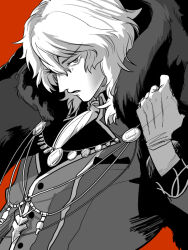 1boy ascot coat expressionless formal_clothes fur_coat gloves hair_between_eyes long_hair looking_at_viewer male_focus melty_blood melty_blood:_type_lumina metarogu tsukihime tsukihime_(remake) upper_body vampire vlov_arkhangel white_hair