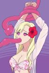 1girl 1other 20s alternate_costume animated arms_up bandai bdsm bikini blonde_hair bound bound_wrists breasts cheek_bulge cleavage clenched_hand coiled collarbone domination drinking eye_contact feeding female_focus flower force-feeding forced front-tie_bikini_top front-tie_top hair_flower hair_ornament half-closed_eyes hypno_eyes hypnosis large_breasts long_hair long_sleeves looking_at_another looping_animation mileena_weiss mind_control monster multicolored_background multicolored_eyes namco open_clothes open_shirt oral pink_bikini pink_eyes pumping purple_background red_flower restrained ringed_eyes see-through_clothes sexually_suggestive shiny_skin shirt solo_focus standing submission swallowing swept_bangs swimsuit tales_of_(series) tales_of_the_rays tareme tentacle_sex tentacles throat_bulge video wavy_hair white_shirt zelamir