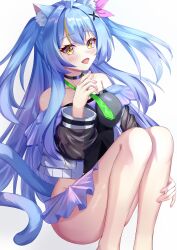1girl absurdres blush cat_girl cybermyth godsoul highres non-web_source smile solo streaked tail