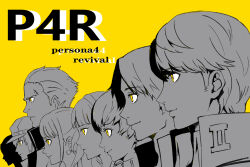 3boys 4girls amagi_yukiko closed_mouth commentary copyright_name english_commentary hanamura_yousuke hat highres kujikawa_rise long_hair multiple_boys multiple_girls narukami_yu persona persona_4 persona_4_revival profile satonaka_chie shaolong shirogane_naoto short_hair simple_background smile tatsumi_kanji upper_body yellow_background yellow_eyes