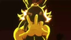 1girl animated aura bleach electricity energy lightning looking_at_viewer magic reaching reaching_towards_viewer shihouin_yoruichi solo sound tagme video