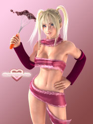 1girl 3d blonde_hair blue_eyes breasts cleavage elbow_gloves female_focus gloves incise_soul lace m-rs medium_breasts naked_ribbon navel nipples ribbon rukia_(incise_soul) see-through_clothes solo standing twintails valentine whisk