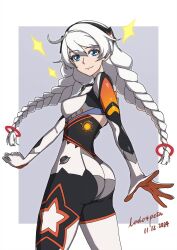 1girl ass bodysuit honkai_(series) honkai_impact_3rd kiana_kaslana kiana_kaslana_(white_comet) skin_tight tagme