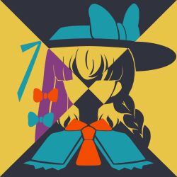 Rule 34 | alice margatroid, black background, black hair, black headwear, blonde hair, blue capelet, blue ribbon, bow, braid, capelet, hair ribbon, hat, hat ribbon, highres, kirisame marisa, limited palette, long braid, long hair, maskin mei, medium hair, minimalism, neckerchief, patchouli knowledge, purple hair, red neckerchief, red ribbon, ribbon, simple background, touhou, witch, witch hat, yatadera narumi, yellow background