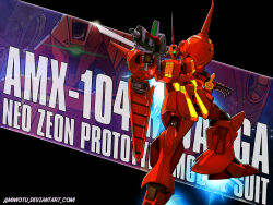 aiming ammotu bayonet cable character_name commentary deviantart_username english_commentary glowing glowing_eye gundam gundam_zz lens_flare machinery mecha mecha_focus mobile_suit neo_zeon one-eyed photoshop_(medium) r-jarja radio_antenna robot science_fiction scope signature sword thrusters weapon