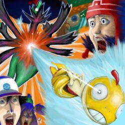 2girls :o alternate_color ash_ketchum attack aura black_hair blank_eyes carlita_(pokemon) cilan_(pokemon) cosmo_(465lilia) crazy_eyes creatures_(company) dark_skin death defeat dragon fighting game_freak gen_5_pokemon hat hydreigon injury iris_(pokemon) legendary_pokemon long_hair multiple_girls mythical_pokemon nintendo overpowering pokemon pokemon_(anime) pokemon_(creature) pokemon_bw_(anime) pokemon_the_movie:_white/black_-_victini_and_zekrom/reshiram realistic scraggy shaded_face shiny_pokemon short_hair surprised tree twintails very_long_hair victini
