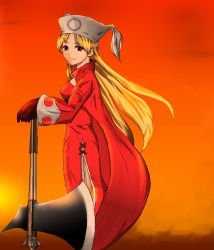 1girl axe blonde_hair breasts female_focus final_fantasy final_fantasy_tactics katate_nabe orator_(fft) solo weapon