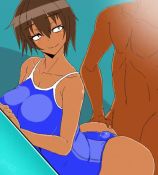 10s 1boy 1girl against_wall animated arched_back artist_name ass ass_grab blue_one-piece_swimsuit blush breasts brown_hair bulge buttjob buttjob_under_clothes cat_eyes clothed_female_nude_male collarbone cum cum_in_clothes cum_on_ass cum_on_back cum_on_body cum_on_clothes cum_on_lower_body cum_through_clothes cumdrip curvy dark-skinned_male dark_skin dutch_angle ejaculation erection erection_under_clothes grinding hair_between_eyes head_out_of_frame hetero huge_ass huge_breasts looking_back nude one-piece_swimsuit original penis penis_under_another&#039;s_clothes rubbing short_hair smile solo_focus standing swimsuit tan thick_thighs thighs third-party_edit uncensored video wall wide_hips yagal