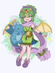 1girl aged_down armlet dragon dragon_girl dragon_wings fire_emblem fire_emblem:_mystery_of_the_emblem fire_emblem:_shadow_dragon_and_the_blade_of_light fire_emblem_heroes green_eyes green_hair highres holding holding_stuffed_toy jewelry looking_at_viewer nintendo open_mouth pendant pink_scarf pointy_ears ponytail scarf solo stuffed_animal stuffed_dragon stuffed_toy tiara tiki_(fire_emblem) tiki_(young)_(dragon&#039;s_progeny)_(fire_emblem) tiki_(young)_(fire_emblem) wings yuurururun