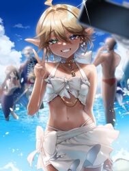 Rule 34 | 2023, ainz ooal gown, albedo (overlord), alternate costume, aura bella fiora, cocytus (overlord), dark-skinned female, dark skin, demiurge (overlord), happy, heterochromia, highres, mare bello fiore, mu 005555, overlord (maruyama), standing, swimsuit, twitter