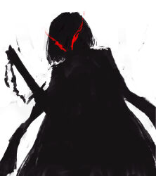 1girl akita_(akitakipuromun) highres limbus_company ootachi project_moon red_eyes ryoshu_(project_moon) silhouette solo weapon white_background