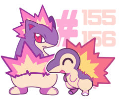 ^_^ artsy-rc closed_eyes creatures_(company) cyndaquil closed_eyes game_freak gen_2_pokemon highres looking_at_viewer nintendo no_humans pokedex_number pokemon pokemon_(creature) quilava signature smile