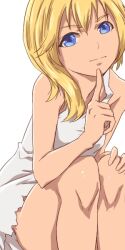 1girl aonori_misuji blonde_hair blue_eyes closed_mouth dress kingdom_hearts kingdom_hearts_ii long_hair looking_at_viewer namine simple_background smile solo white_background white_dress