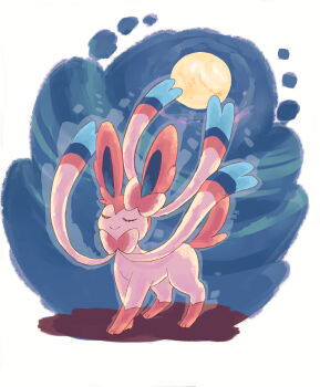 Rule 34 | animal focus, closed eyes, closed mouth, full body, gen 6 pokemon, highres, night, nintendo, no humans, pokemon, pokemon (creature), simple background, solo, sylveon, white background, y m 10kas