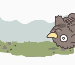 animated animated_gif baragon_(godzilla) chibi crossover destroy_all_monsters dinosaur dust frankenstein_vs._baragon giant giant_monster godzilla_(series) grass happy horns kaiju monster rolling single_horn tail toho utchi