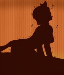1boy 1girl ass breasts clothed_sex fuzzlogik hetero highres kanojo_okarishimasu large_breasts medium_breasts nipples orange_background sarashina_ruka short_hair silhouette vaginal